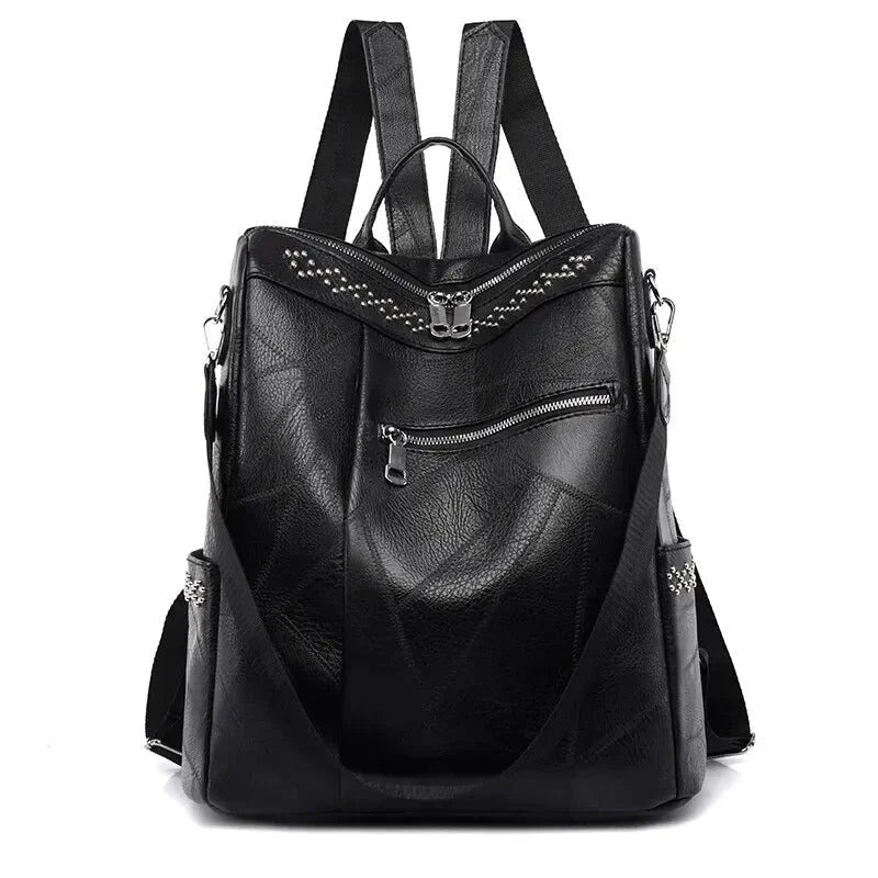 Retro Rivet Decor Faux Leather Convertible Women’s Backpack