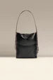 Textured Crinkle Faux Leather Adjustable Shoulder Bucket Tote Bag