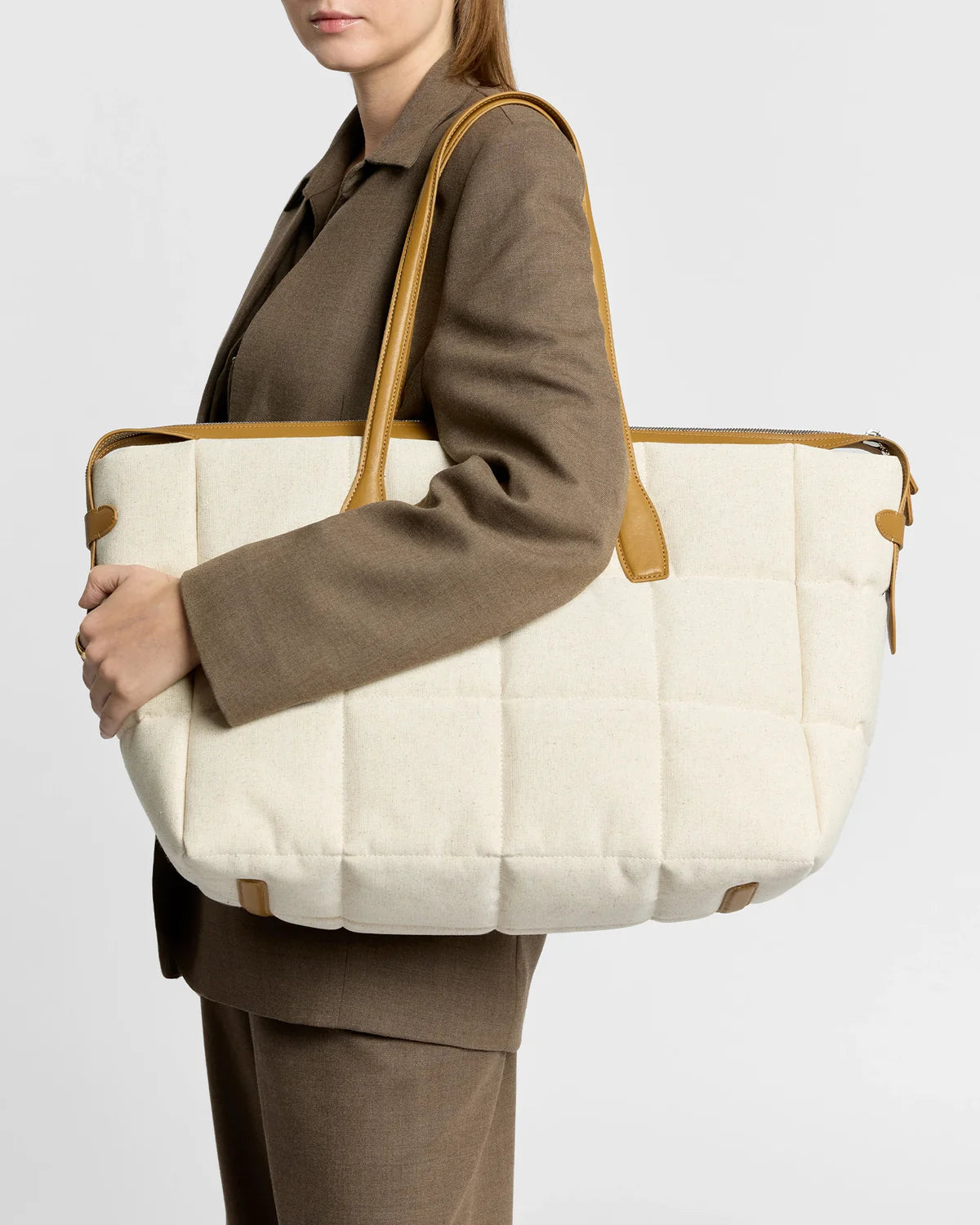 Quilted Linen Multi-Wear Large Capacity Tote Bag