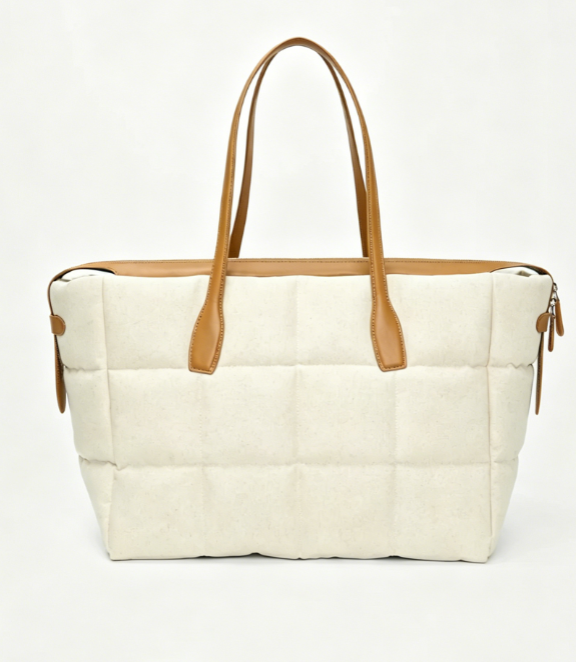 Quilted Linen Multi-Wear Large Capacity Tote Bag