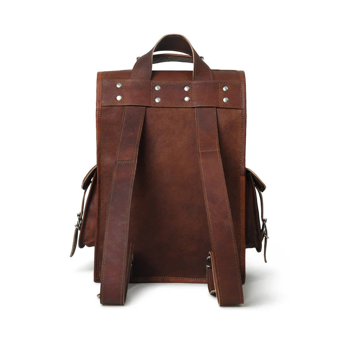 Vintage Distressed Leather Convertible Multi-Carry Backpack