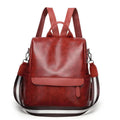 Women Vintage Faux Leather Convertible Backpack with Multi-way Carry Design